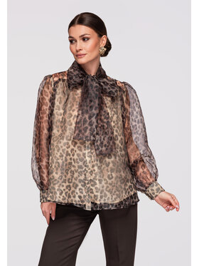 Ombre Ombre Koszula OW-SH-E0031 Beżowy Loose Fit