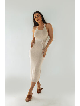 Ooh la la Ooh la la Sukienka plażowa PROMISE BEIGE Beżowy Slim Fit