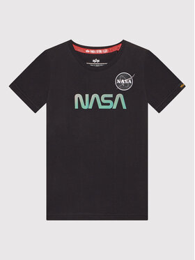 Alpha Industries Alpha Industries T-krekls Nasa Rainbow Reflective 198718RR Melns Regular Fit