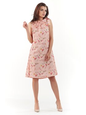Awama Awama Sukienka letnia A224 Różowy Basic Fit