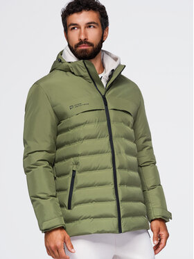 Ombre Ombre Kurtka zimowa OM-JAHP-0305 Zielony Regular Fit