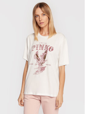 Pinko Pinko T-Shirt Locatelli 1G18BG Y2UL Biały Relaxed Fit