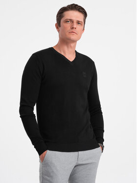 Ombre Ombre Sweter OM-SWBS-0107 Czarny Regular Fit