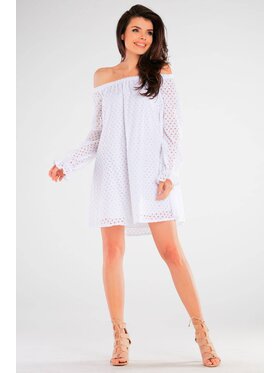Awama Awama Sukienka letnia A435 Biały Basic Fit