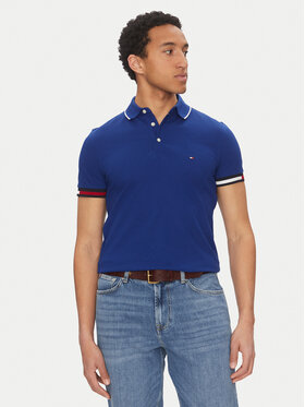 Tommy Hilfiger Tommy Hilfiger Tricou polo Flag Cuff MW0MW38458 Albastru Slim Fit