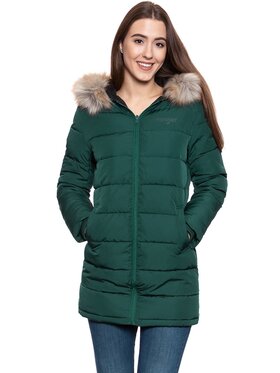 Wrangler Wrangler Kurtka damska LONG PUFFER Zielony Slim Fit