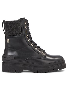 Tommy Hilfiger Tommy Hilfiger Stivaletti Feminine Felt Lace Up Bootie FW0FW07500 Nero