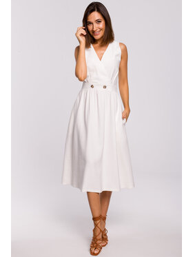 Stylove Stylove Každodenní šaty S224 Bílá Regular Fit