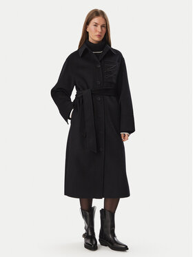 KARL LAGERFELD KARL LAGERFELD Vlněný kabát B4W15013 Černá Regular Fit