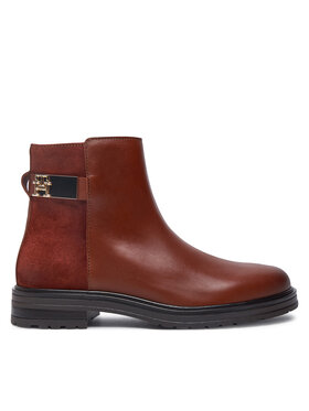 Tommy Hilfiger Tommy Hilfiger Botine Th Logo Leather Mix Chelsea FW0FW08336 Maro