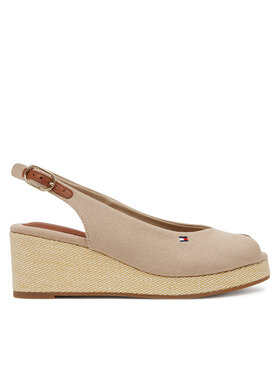 Tommy Hilfiger Tommy Hilfiger Sandały Flag Mid Wedge Espad Slingback FW0FW08595 Beżowy