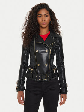 Guess Guess Kurtka skórzana W4YL33 K8S30 Czarny Regular Fit