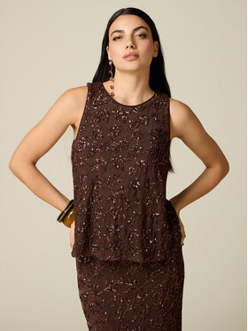 Oltre Oltre Bluzka 2092J000873N032 Brązowy Regular Fit