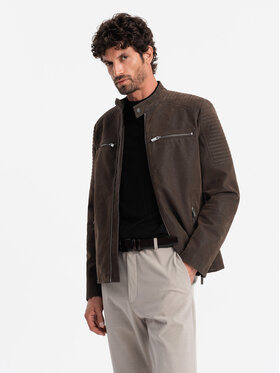 Ombre Ombre Kurtka bomber OM-JAFL-0197 Brązowy Regular Fit