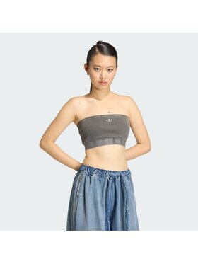 adidas adidas Top ESSENTIALS RIB BANDEAU Czarny Fitted Fit
