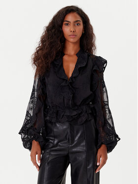 Bardot Bardot Bluză Frill Embroidered 59896TB2 Negru Regular Fit