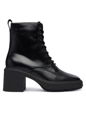 Calvin Klein Calvin Klein Šnurovacia obuv Block Heel Ank Boot Laceup Lth HW0HW03174 Čierna