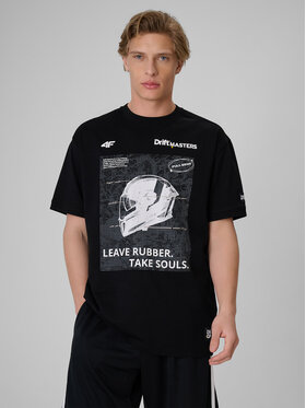 4F 4F T-Shirt MOTOSPORTS 2026 Czarny Loose Fit
