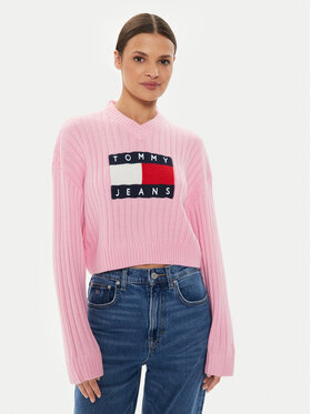 Tommy Jeans Tommy Jeans Kampsun Center Flag DW0DW18528 Roosa Relaxed Fit