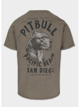 PITBULL PITBULL T-Shirt Koszulka męska Denim Washed Raw PACIFIC S Brązowy Regular Fit