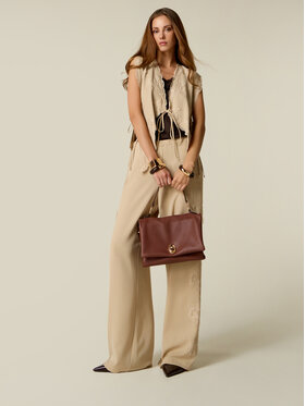 Oltre Oltre Spodnie materiałowe P081J002741N002 Kremowy Baggy Fit