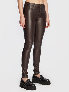 b.young b.young Dirbtinės odos kelnės Kato Kiko 20802715 Ruda Slim Fit