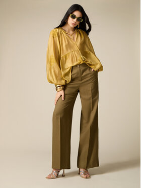 Oltre Oltre Pantaloni di tessuto P054R008914N035 Verde Baggy Fit