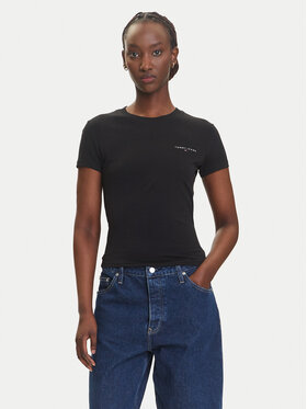 Tommy Jeans Tommy Jeans Tricou Linear DW0DW21164 Negru Slim Fit