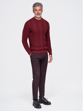 Ombre Ombre Sweter OM-SWSW-0191 Bordowy Regular Fit