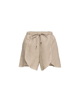 Sidro Sidro Szorty materiałowe lniane szorty Beżowy Comfortable Fit