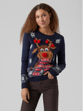 Vero Moda Vero Moda Sweater New Frosty Deer 10272616 Sötétkék Regular Fit