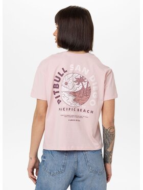 PITBULL PITBULL T-Shirt Koszulka damska Oversize PLANET SURF XL Różowy Regular Fit
