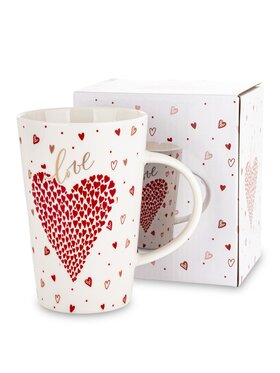 MIAhome MIAhome Kubek porcelanowy 440 ml z czerwonym sercem Biały