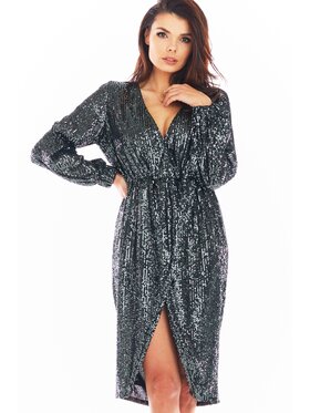 Awama Awama Večerné šaty A399 Sivá Basic Fit