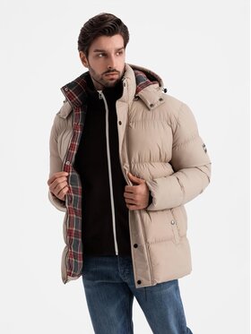 Ombre Ombre Kurtka puchowa OM-JAHP-0205 Beżowy Regular Fit