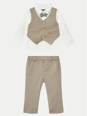 Guess Guess Set cămașă, vestă și pantaloni din material textil N5RG03 WGTW0 Bej Regular Fit