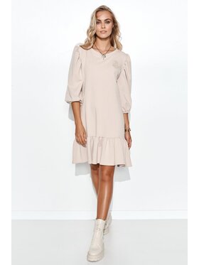 Makadamia Makadamia Sukienka codzienna M709 Beżowy Oversize