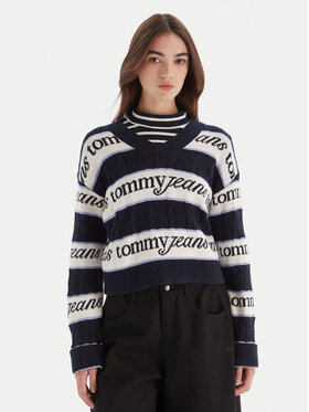 Tommy Jeans Tommy Jeans Sveter DW0DW21682 Tmavomodrá Regular Fit
