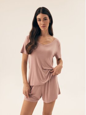 Esotiq Esotiq Piżama 42409 Różowy Classic Fit