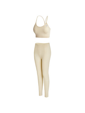 Yeaz Yeaz Komplet top i legginsy CHARM Beżowy Slim Fit