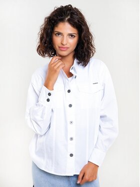 BIG STAR BIG STAR Kurtka przejściowa katarin_shirt_ls_110 Biały Oversize