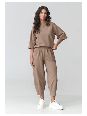 Makadamia Makadamia Dres M916 Brązowy Loose Fit