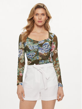 Guess Guess Palaidinė W4GP24 KBAH2 Žalia Slim Fit