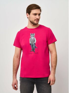 CAT by maniita lacitta CAT by maniita lacitta T-Shirt Printed men's t-shirt with CAT Różowy Regular Fit