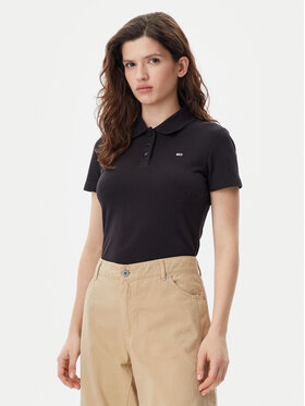 Tommy Jeans Tommy Jeans Polo marškinėliai Essential DW0DW20160 Juoda Slim Fit
