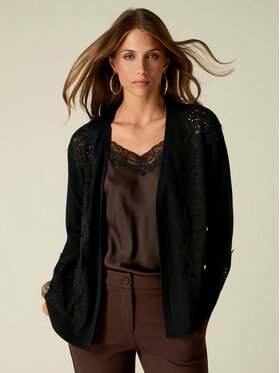Oltre Oltre Kardigan M521J005775N033 Czarny Regular Fit