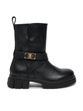 Tommy Hilfiger Tommy Hilfiger Polokozačky Biker Leather FW0FW08313 Černá