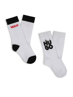 HUGO HUGO Набір 2 пар високих дитячих шкарпеток G00324 Білий