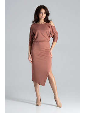 Lenitif Lenitif Sukienka K479 Brązowy Regular Fit