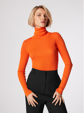 Simple Simple Pull à col roulé SWD551-01 Orange Slim Fit